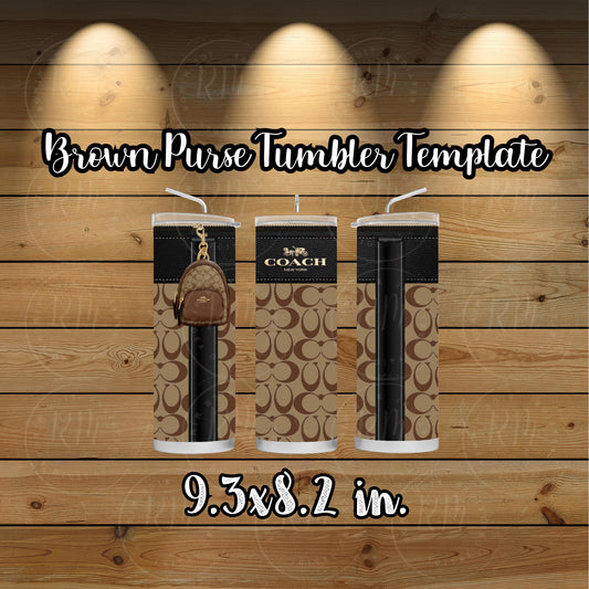 Purse Tumbler Template, Brown Purse Tumbler Design, Editable Tumbler Template, Custom Digital Purse Template, Canva DIY, Gift for Her