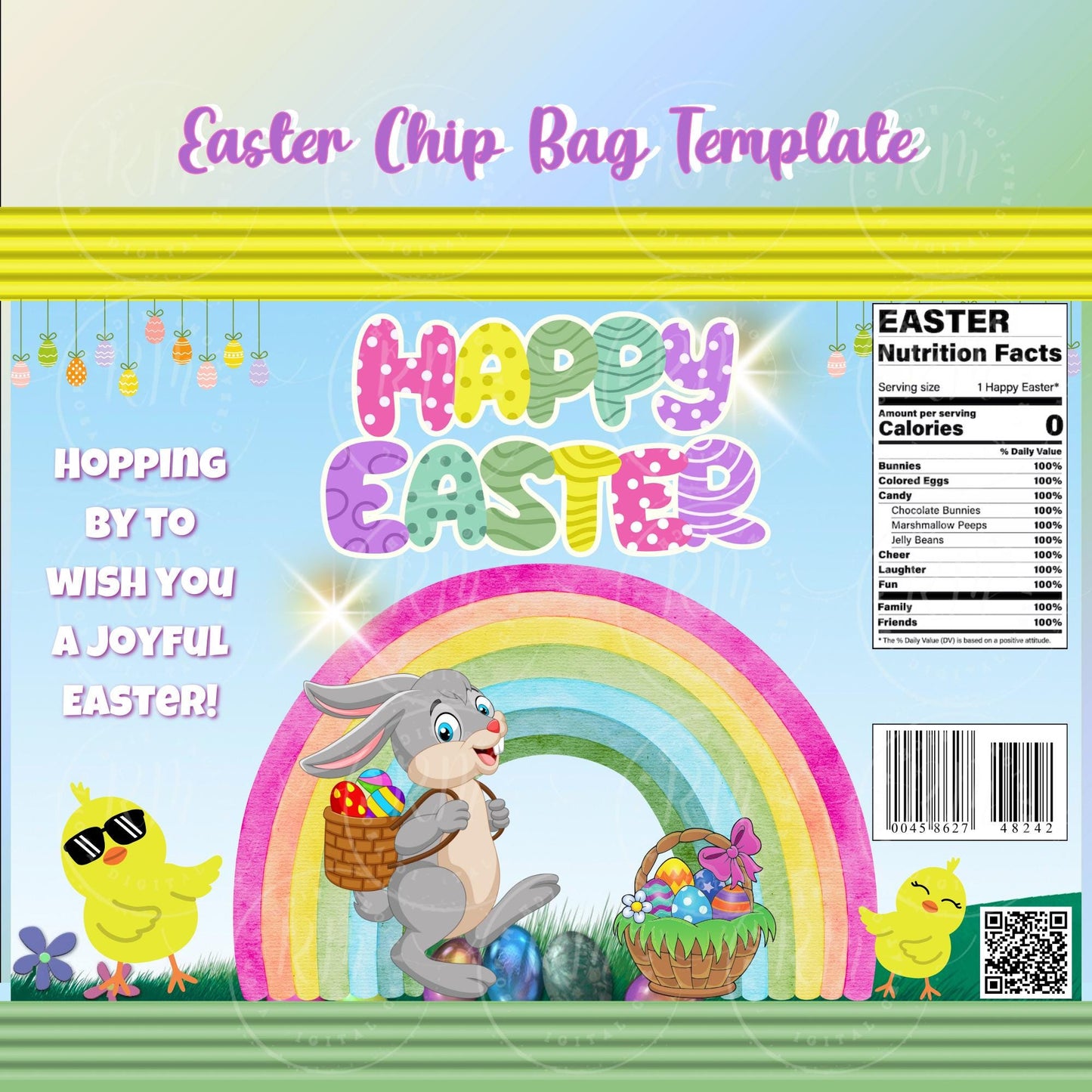 Easter Chip Bag Template, Editable Easter Party Favors, Easter 2026 Chip Bag, Unique Gifts for Easter Celebrations, Easter Bunny, Easter