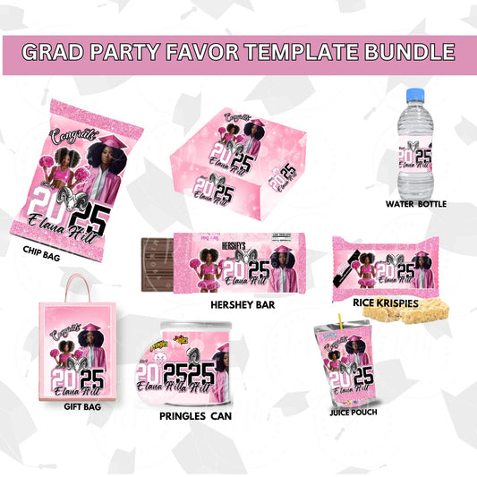 Graduation Party Favors, Grad Party Favor Templates, Pink 2025 Editable Graduation Party Favors, Gift for Grad, Unique Grad Party Supplies