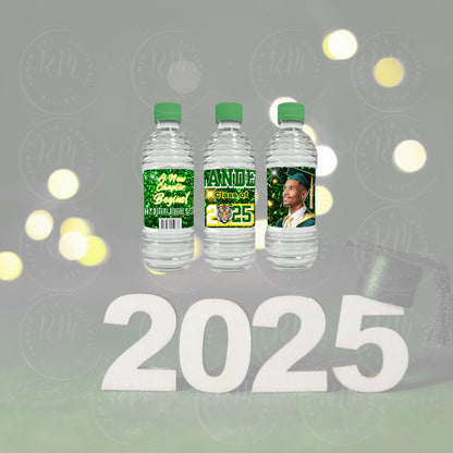 2026 Graduation Water Bottle Template, Grad Bottle Party Favor, Editable Green & Gold Favor, 2026 Grad, Unique Gifts for Grad Celebrations