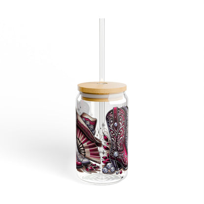Bohemian Sipper Glass: Maroon Boots Design, Vintage Drinkware