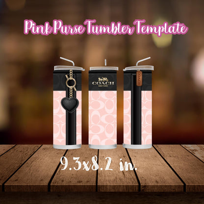 Pink & Black Purse Tumbler Template: DIY Canva Design (Digital Download)