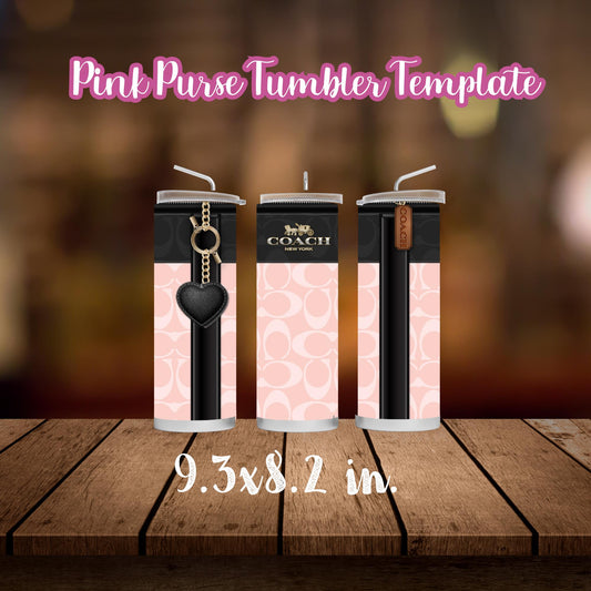 Pink & Black Purse Tumbler Template: DIY Canva Design (Digital Download)