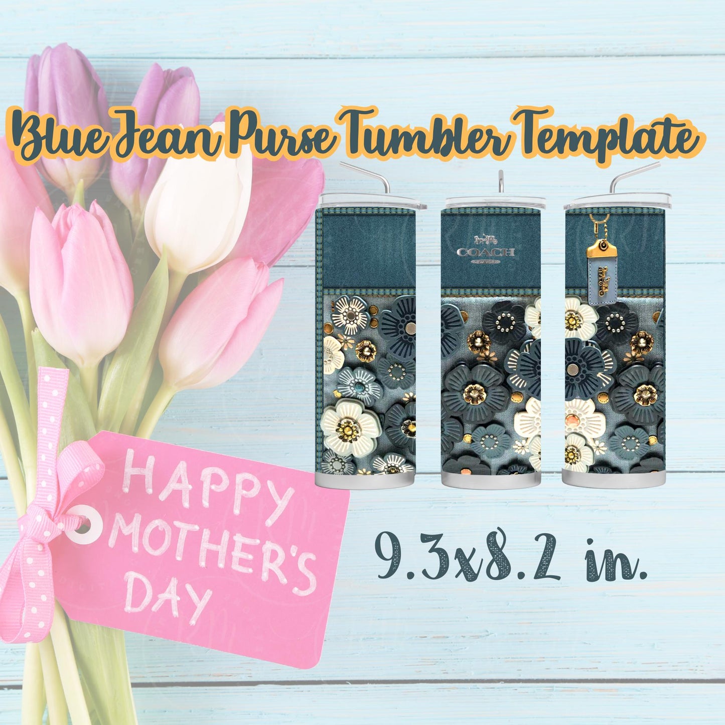 Blue Jean Purse Tumbler Template: DIY Canva Design (Digital Download)