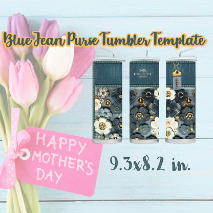 Blue Jean Purse Tumbler Template: DIY Canva Design (Digital Download)