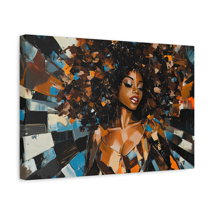 Vibrant Wall Art Canvas, African American Woman Portrait, Modern Decor, Gift for Art Lovers, Living Room Art, Home Aesthetic