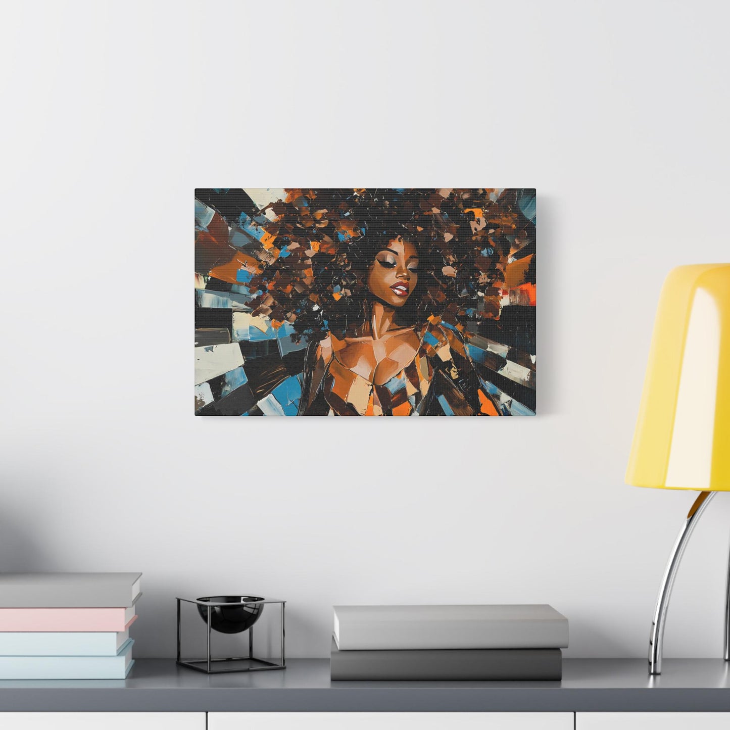 Vibrant Wall Art Canvas, African American Woman Portrait, Modern Decor, Gift for Art Lovers, Living Room Art, Home Aesthetic
