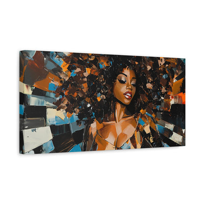 Vibrant Wall Art Canvas, African American Woman Portrait, Modern Decor, Gift for Art Lovers, Living Room Art, Home Aesthetic