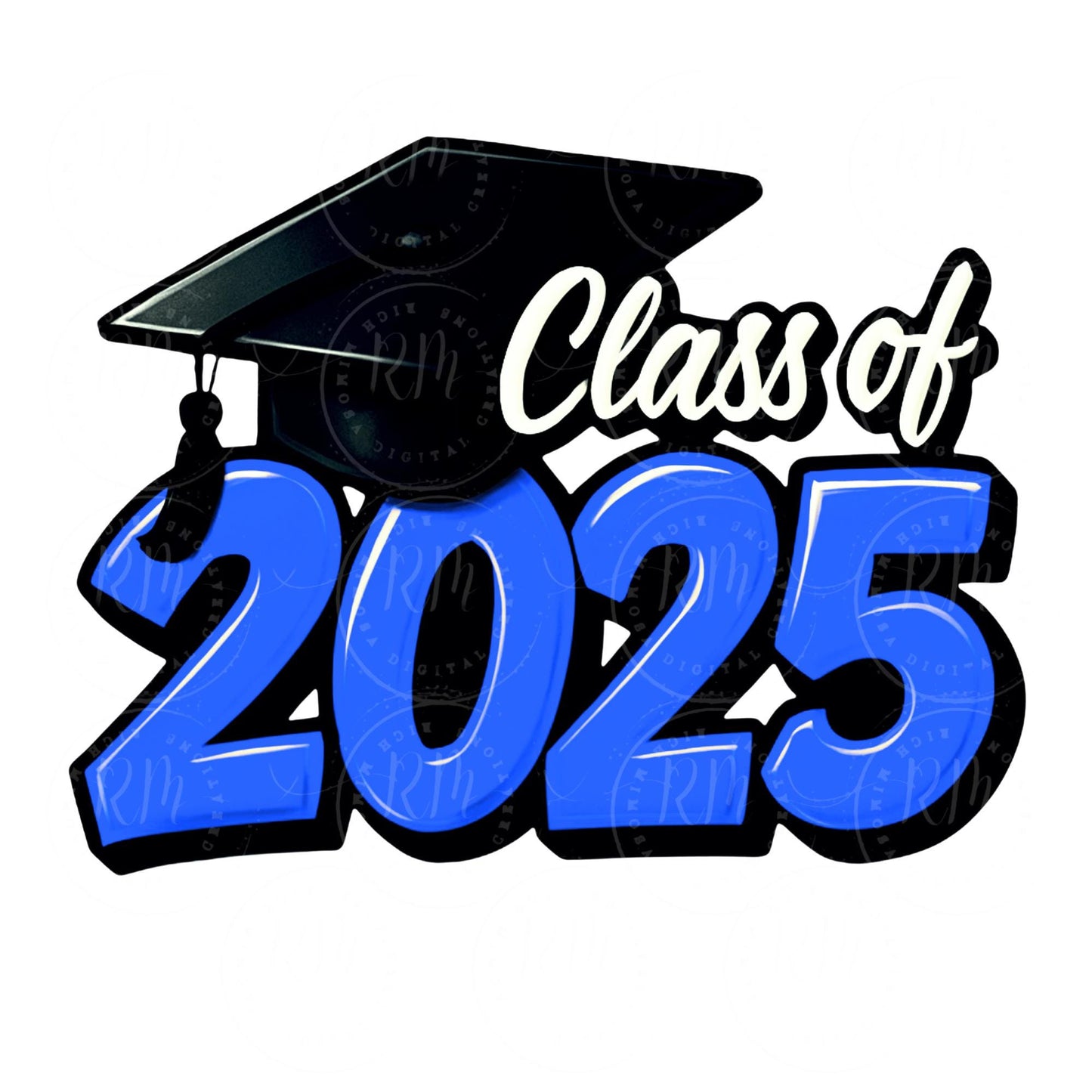 2025 Grad Clipart, Blue Graduation Graphic, Class of 2025, Perfect Grad Gift for Him/Her, DIY Scrapbooking and Invitations, Graduation 2025