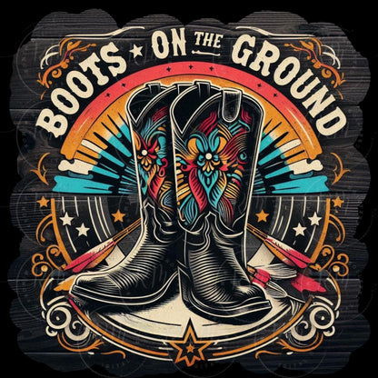 Black Cowgirl Boots PNG: Western Graphic Design (Digital Download)