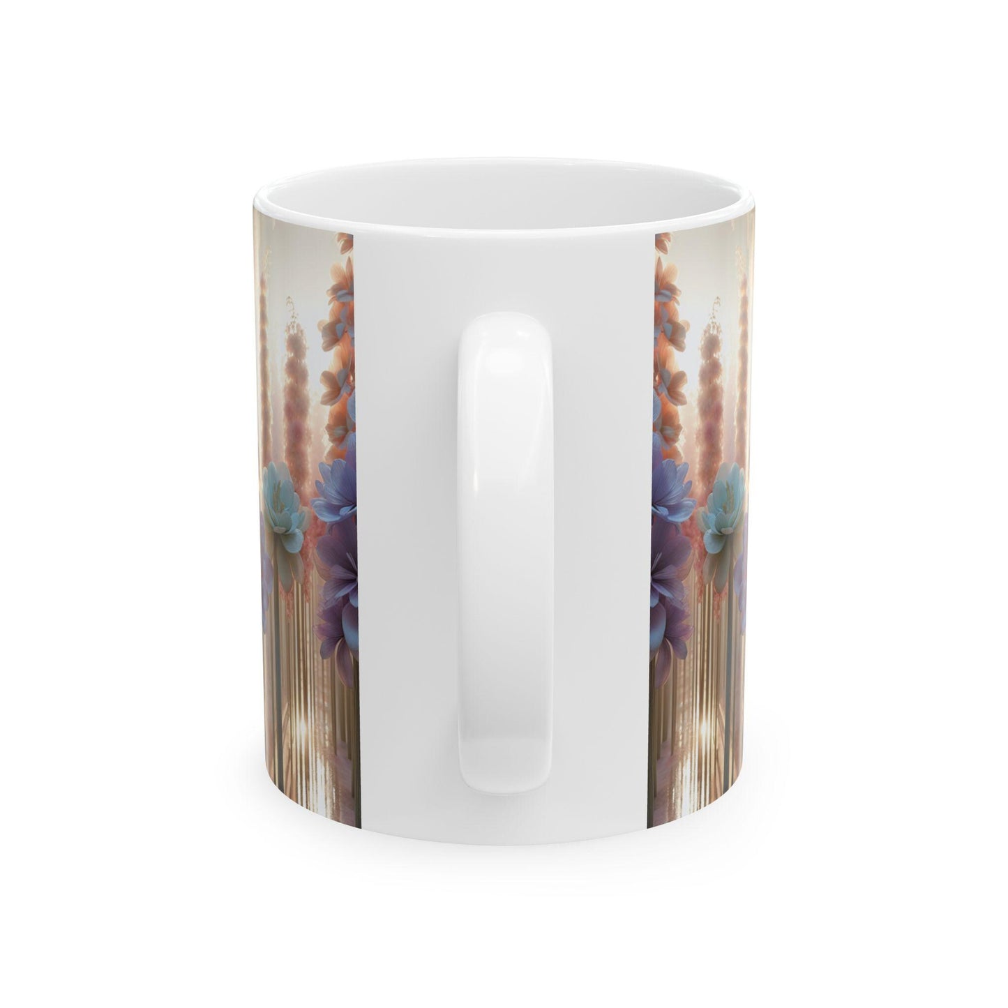 Floral Elegance Ceramic Mug - 11oz, Coffee Cup for Nature Lovers, Beautiful long stem pastel florals, Mother's Day Gift, Gift for Her