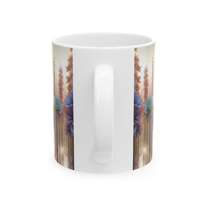 Floral Elegance Ceramic Mug - 11oz, Coffee Cup for Nature Lovers, Beautiful long stem pastel florals, Mother's Day Gift, Gift for Her