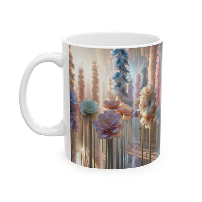 Floral Elegance Ceramic Mug - 11oz, Coffee Cup for Nature Lovers, Beautiful long stem pastel florals, Mother's Day Gift, Gift for Her