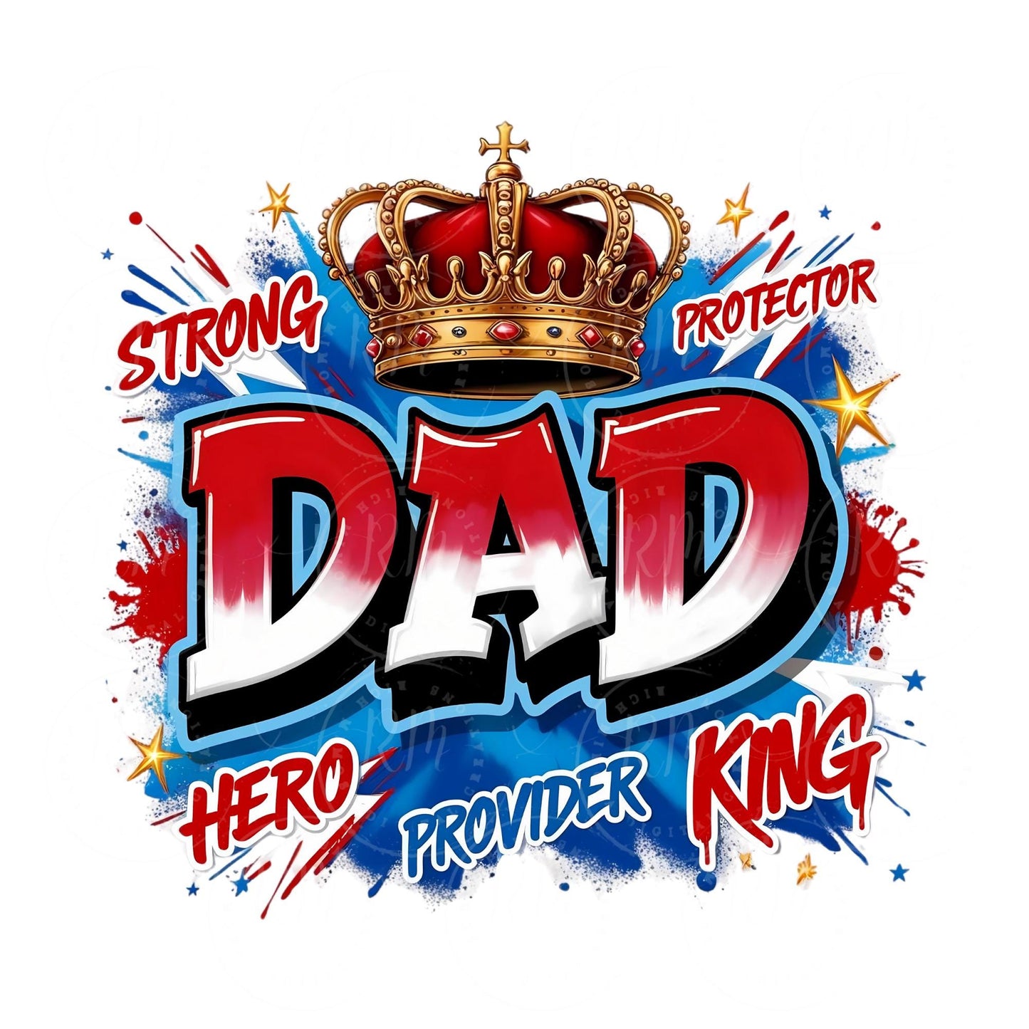 Father's Day Dad Clipart: Red White & Blue Hero Design (Digital Download)