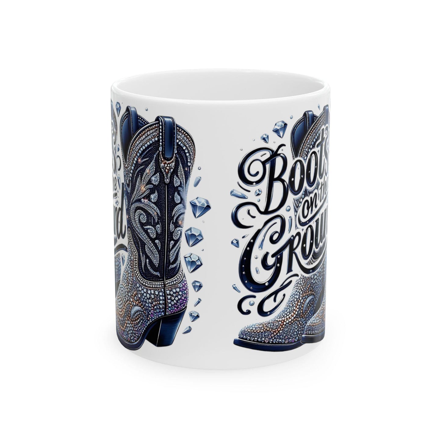 Boots on the Ground Ceramic Coffee Mug: Rustic Western Decor