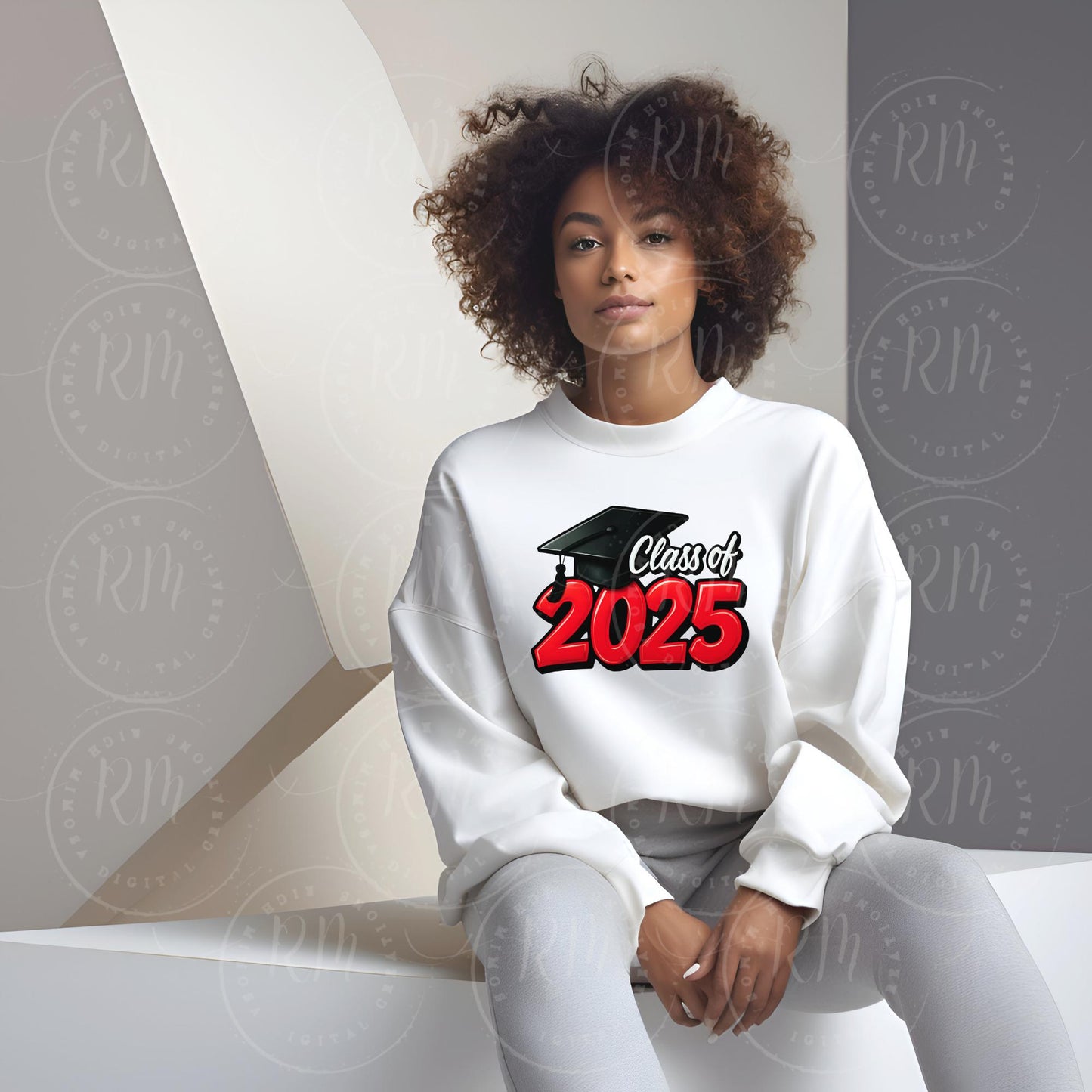 2025 Grad Clipart-Red, Black & White Graduation Graphic- Class of 2025- Perfect Grad Gift for Him/Her- DIY Invitations-Graduation 2025