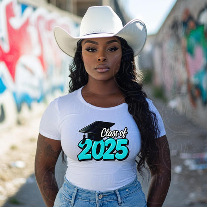 2025 Grad Clipart-Teal, Black & White Graduation Graphic- Class of 2025- Perfect Grad Gift for Him/Her- DIY Invitations-Graduation 2025