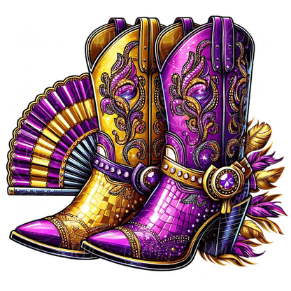 Purple and Gold Cowgirl Boots PNG: Western Graphic Design (Digital Download)