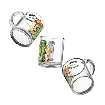 Cowboy Boot Glass Mug: Western Tiger Coffee Cup