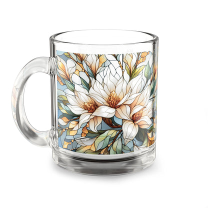 Floral Art Glass Mug: 10oz Botanical Tea & Coffee Cup