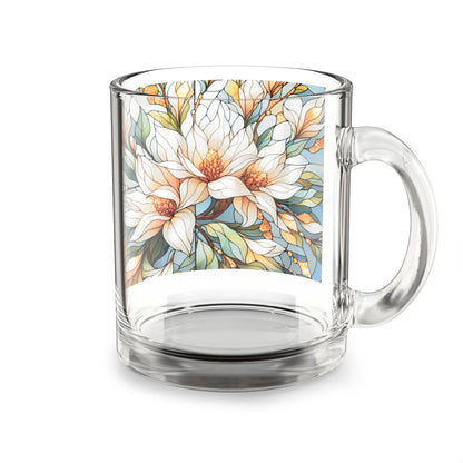 Floral Art Glass Mug: 10oz Botanical Tea & Coffee Cup