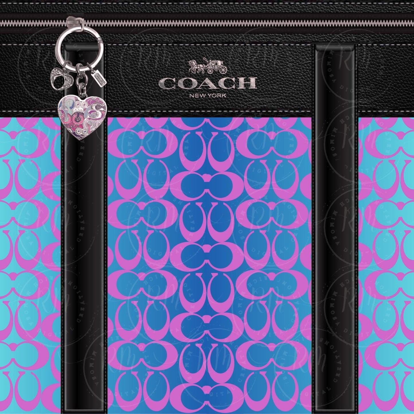 Purse Tumbler Template, Blue and Purple Multicolor Designer Purse, Editable Tumbler Template, Custom Digital Purse Wrap, Gift for Her
