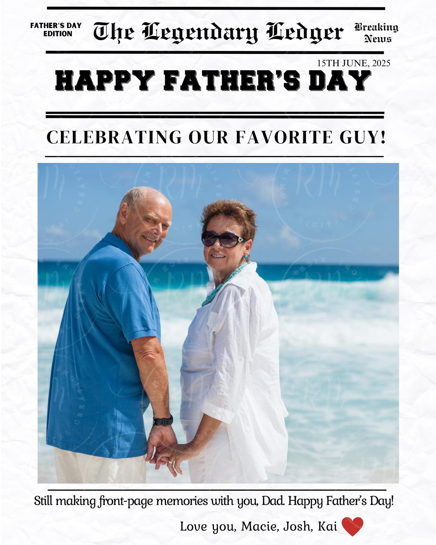 Father's Day Newspaper Template: Personalized Keepsake (Canva ONLY, Digital Download)