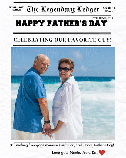 Father's Day Newspaper Template: Personalized Keepsake (Canva ONLY, Digital Download)