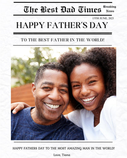 Father's Day Newspaper Template: Personalized Keepsake (Canva ONLY, Digital Download)