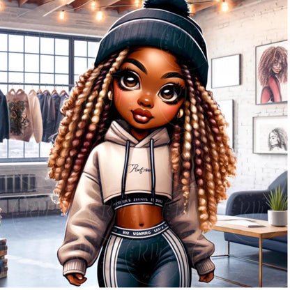 17 Black Women PLR Stock Images | 17 Afro American Female PNGs | Realistic & Cartoon Clipart for T-Shirts, Journals, Social Media