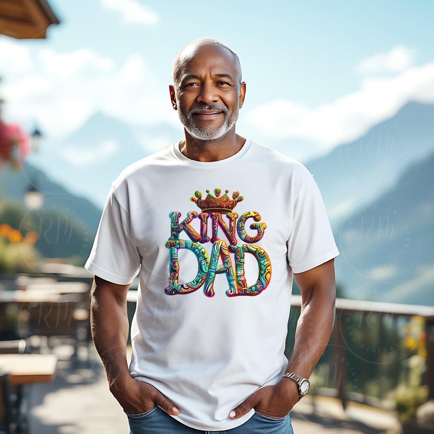 Father's Day Clipart, Dad Design, Multicolor Father's Day Graphics, King Dad PNG, Dad Design for T-shirt & Cards, Gift For Dad