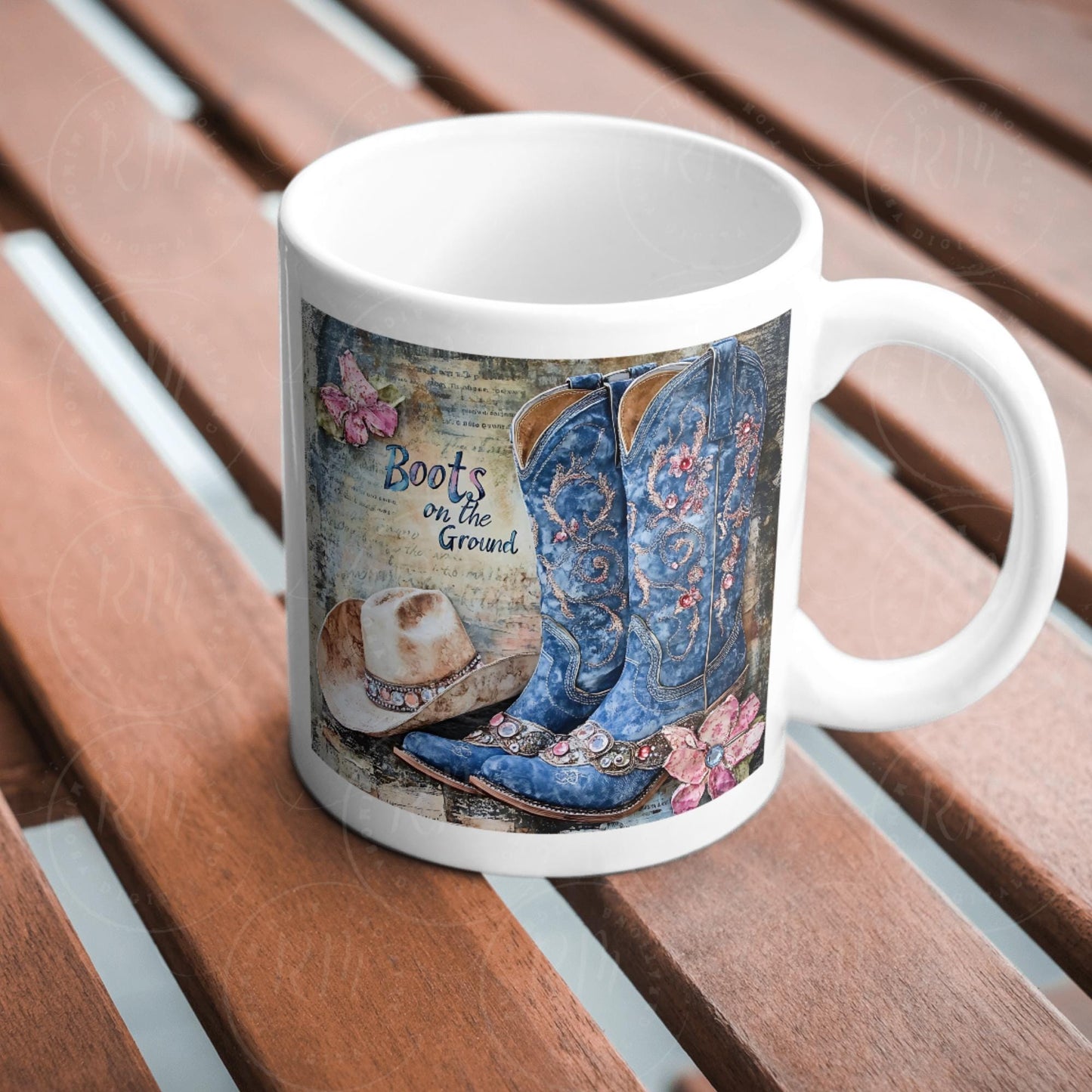 Denim Cowgirl Boots & Hat PNG: Western Graphic Tee Design (Digital Download)