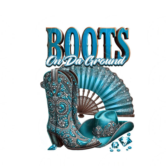 Turquoise Rhinestone Cowgirl Boots PNG: Western Graphic Design (Digital Download)
