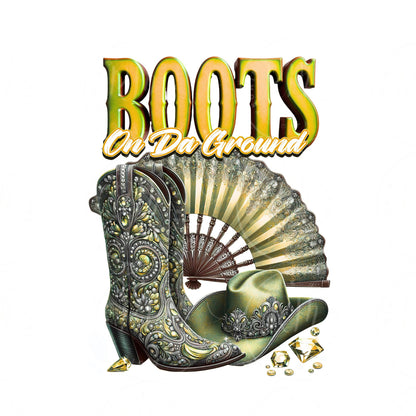 Yellow Rhinestone Cowgirl Boots PNG: Western Graphic Design (Digital Download