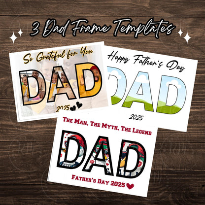 Father's Day Photo Collage Templates: Editable Dad Picture Frames (Canva Digital Download