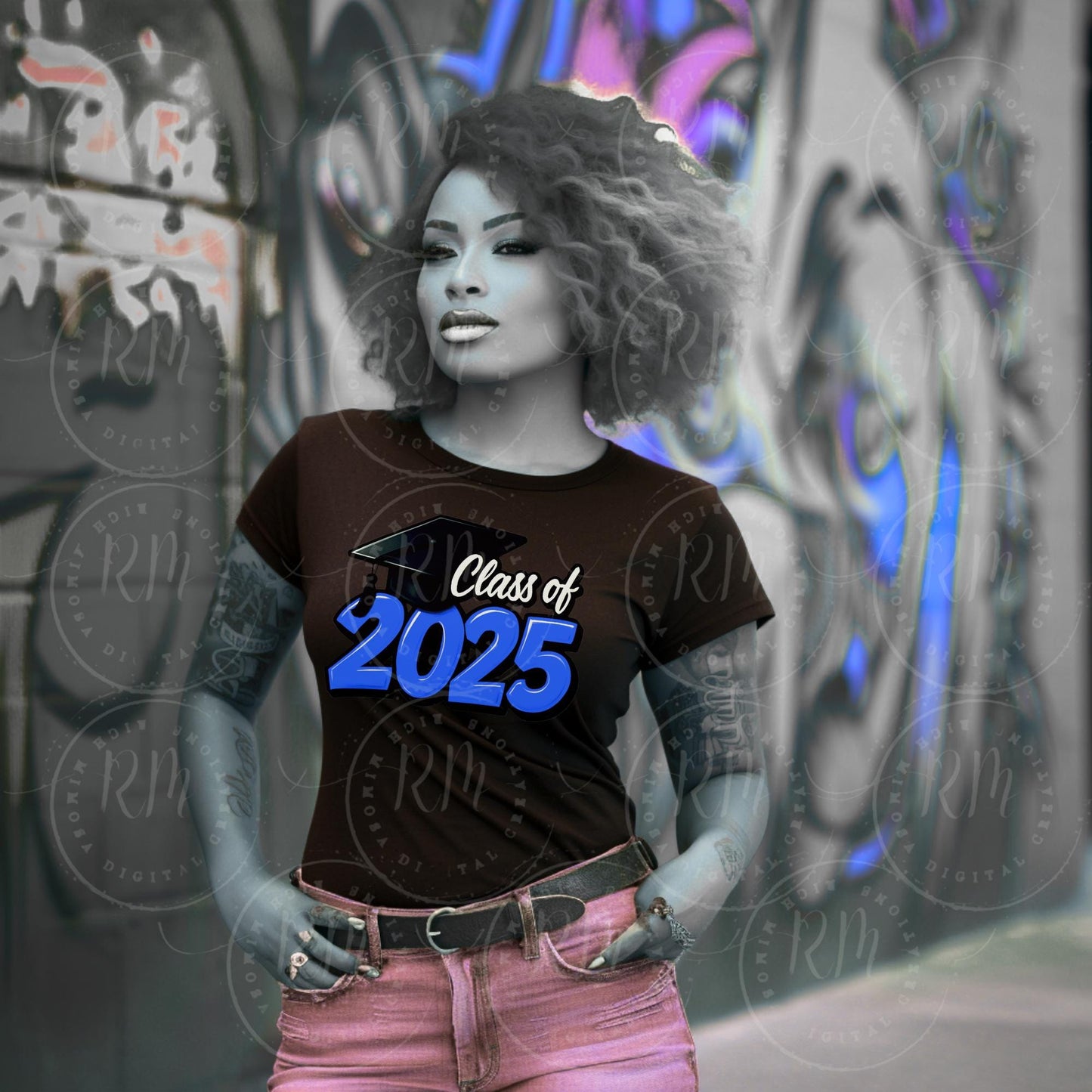 2025 Grad Clipart, Blue Graduation Graphic, Class of 2025, Perfect Grad Gift for Him/Her, DIY Scrapbooking and Invitations, Graduation 2025