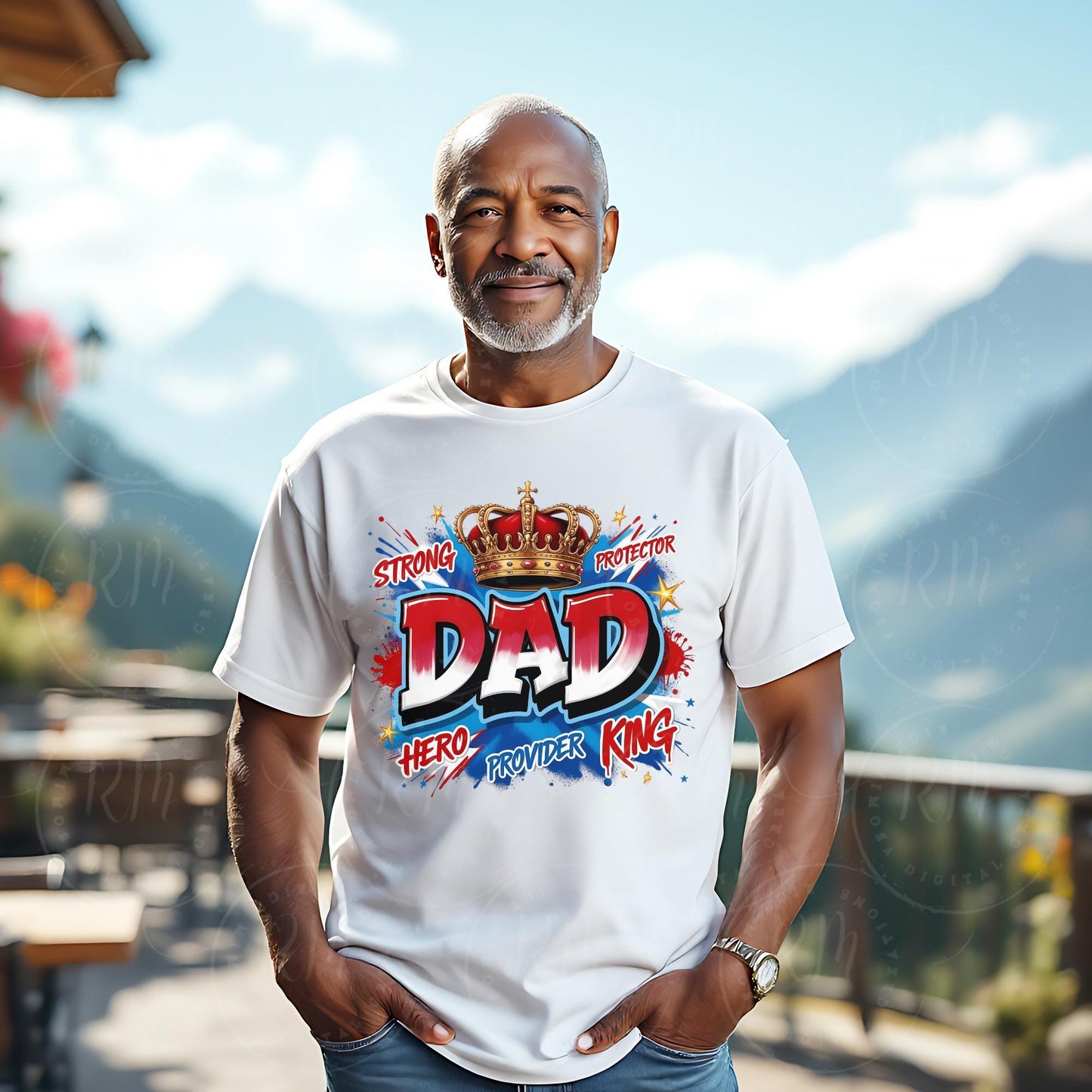 Father's Day Dad Clipart: Red White & Blue Hero Design (Digital Download)