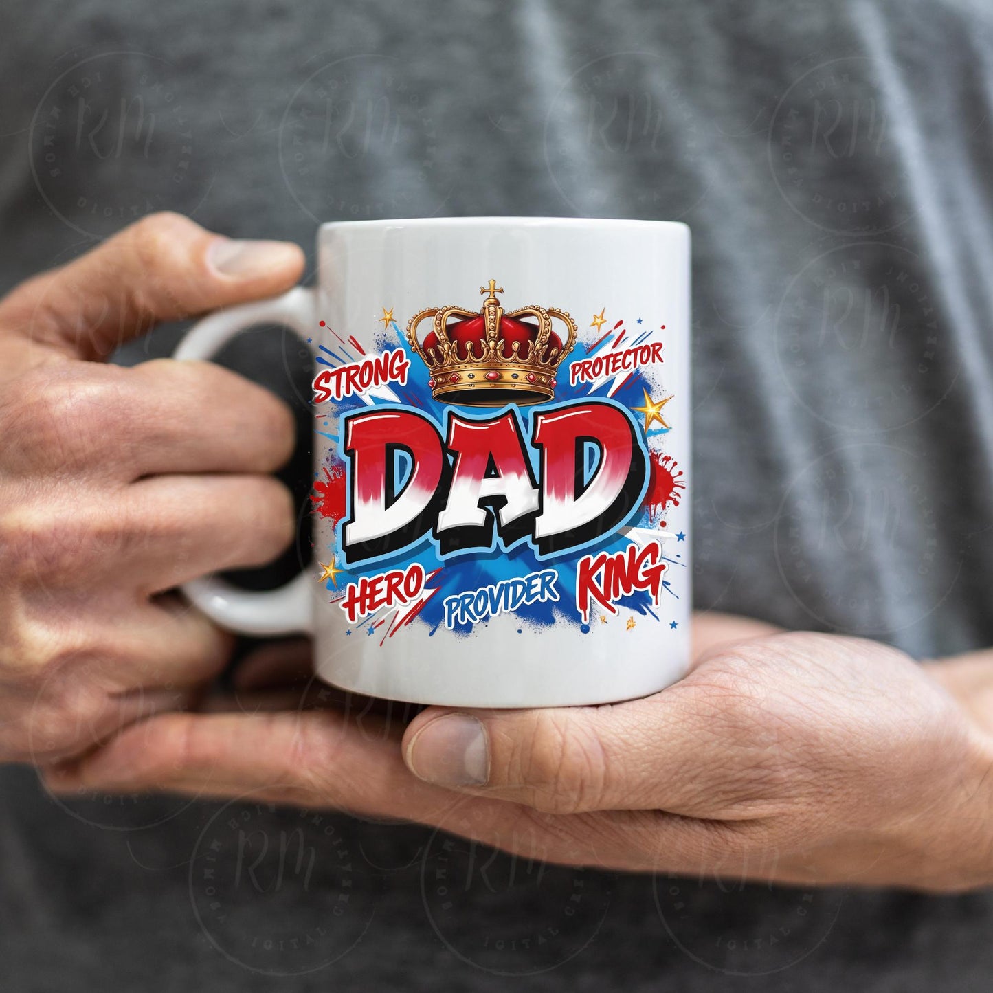 Father's Day Dad Clipart: Red White & Blue Hero Design (Digital Download)