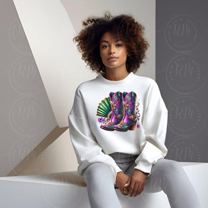 Rhinestone Cowgirl Boots PNG: Purple & Green Western Clipart (Digital Download)