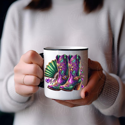 Rhinestone Cowgirl Boots PNG: Purple & Green Western Clipart (Digital Download)