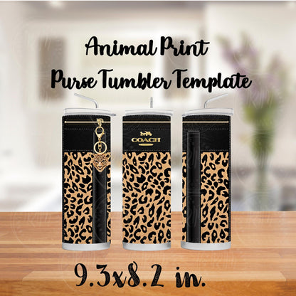 Animal Print Purse Tumbler Template: Editable Canva DIY Design (Digital Download)
