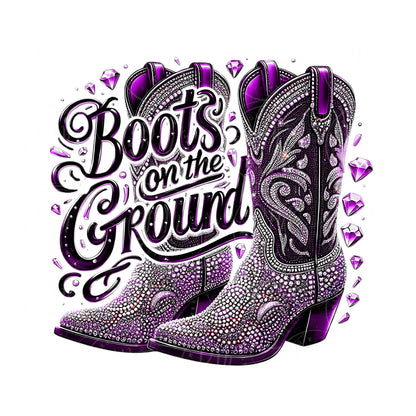 Purple Rhinestone Cowgirl Boots PNG: Western Graphic Design (Digital Download