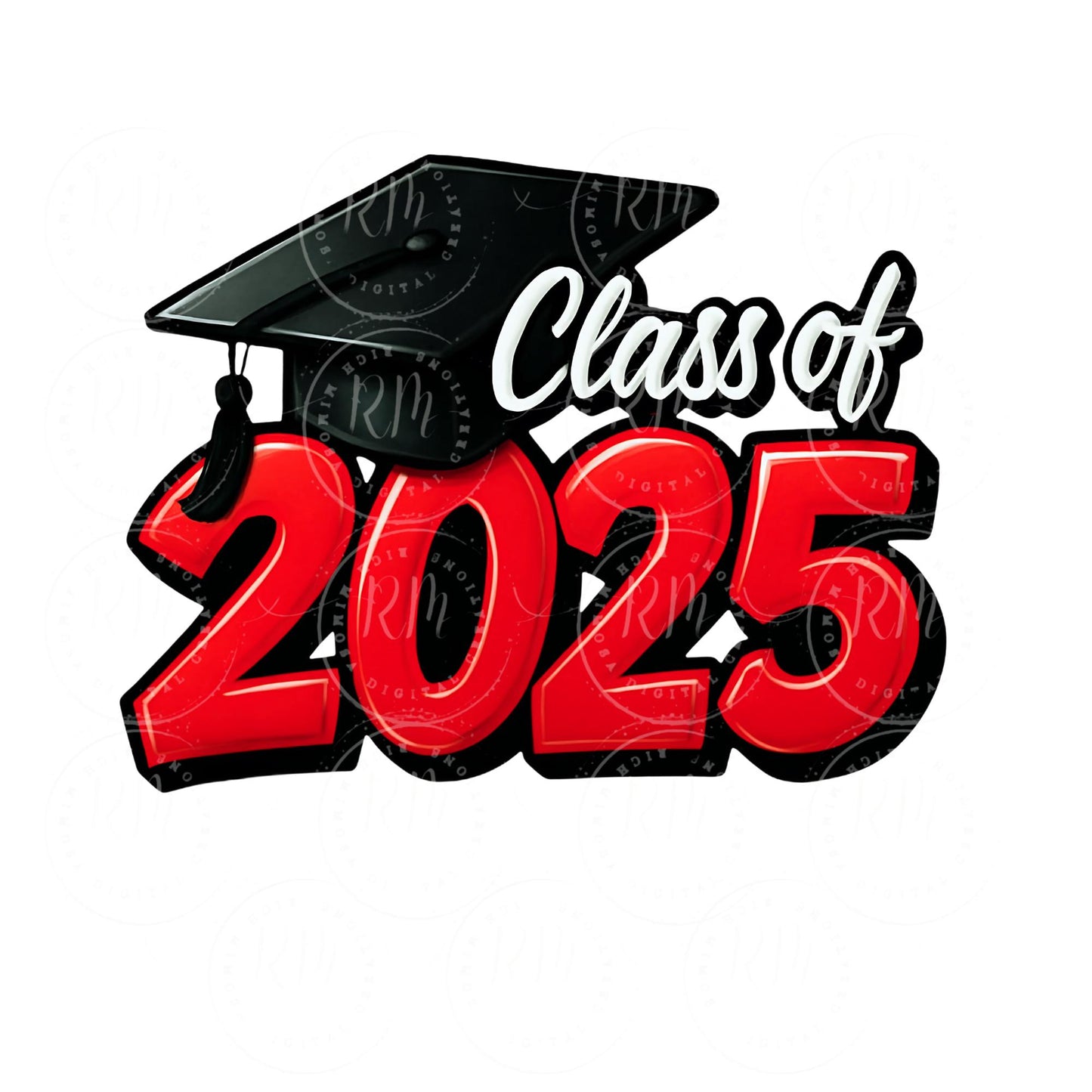 2025 Grad Clipart-Red, Black & White Graduation Graphic- Class of 2025- Perfect Grad Gift for Him/Her- DIY Invitations-Graduation 2025