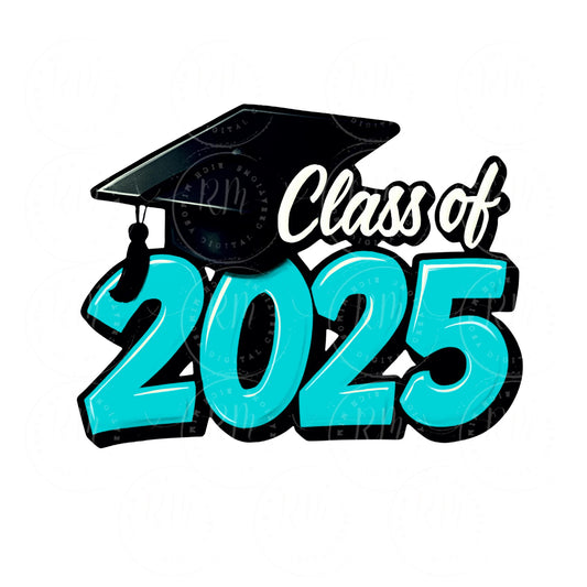 2025 Grad Clipart-Teal, Black & White Graduation Graphic- Class of 2025- Perfect Grad Gift for Him/Her- DIY Invitations-Graduation 2025