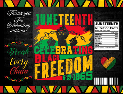 Juneteenth Chip Bag Template: Editable Party Favor (Canva Digital Download