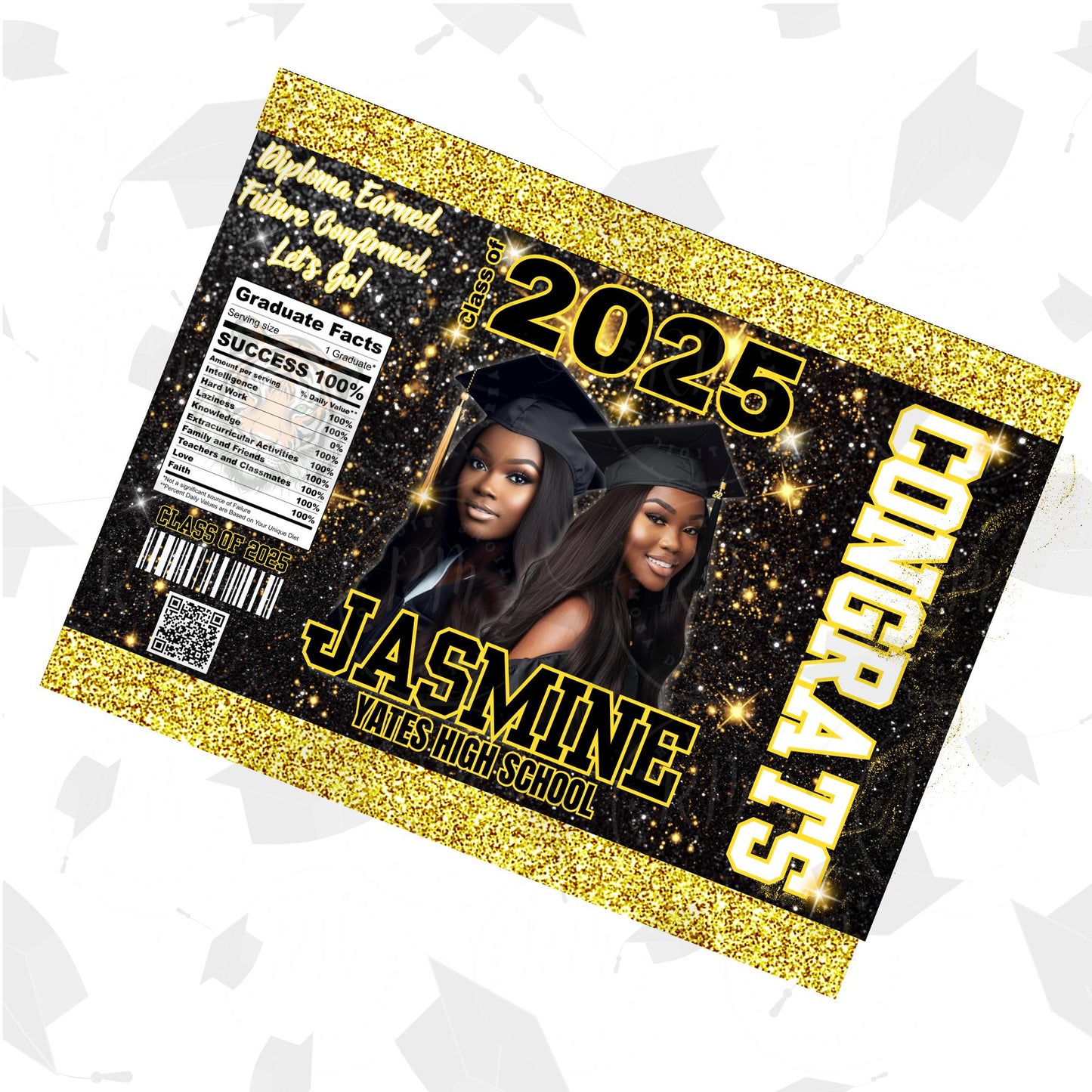 2026 Graduation Chip Bag Template, Editable Black & Gold Grad Party Favor, 2026 Grad Chip Bag, Unique Grad Gifts for Grad Party Celebrations
