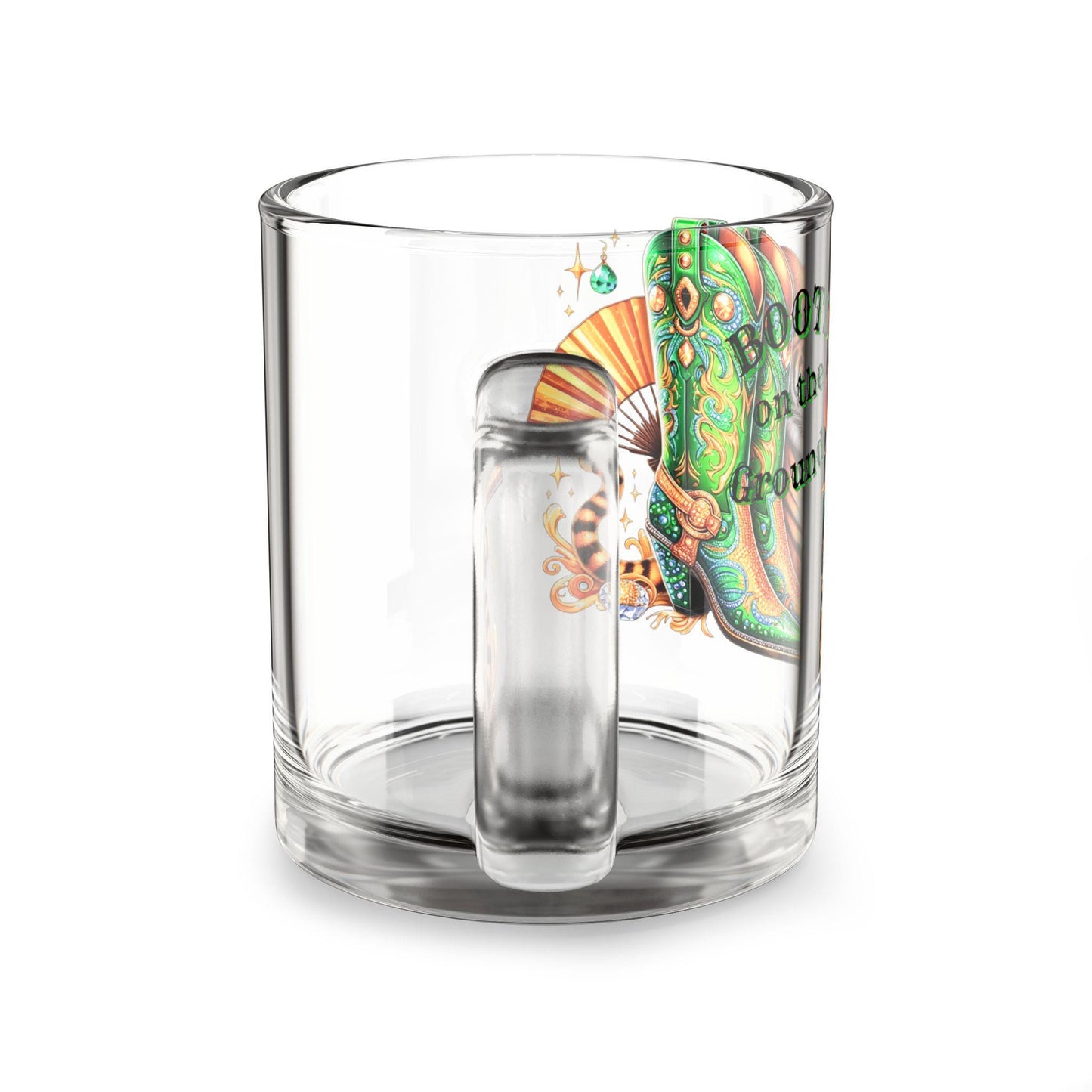 Cowboy Boot Glass Mug: Western Tiger Coffee Cup