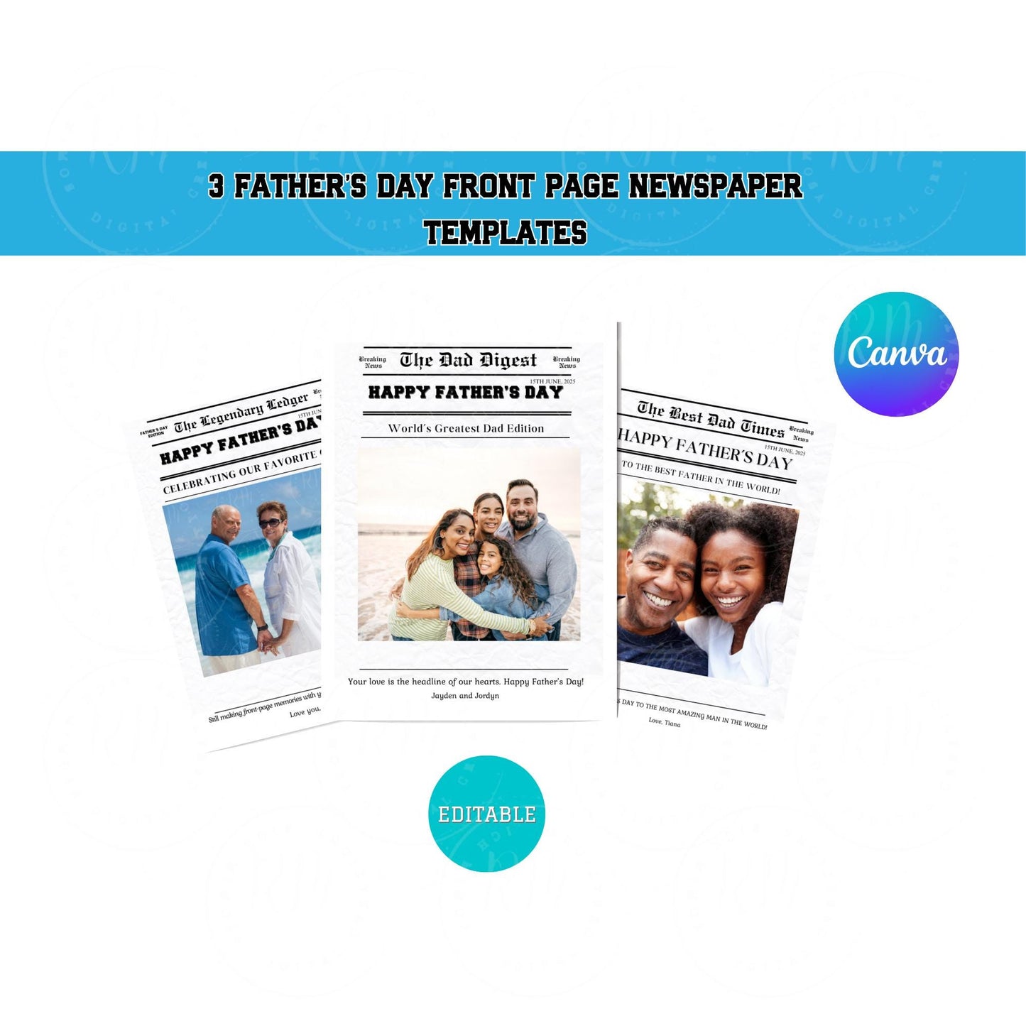 Father's Day Newspaper Template: Personalized Keepsake (Canva ONLY, Digital Download)