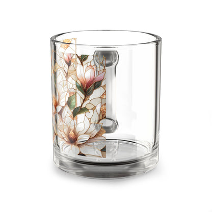 Elegant Floral Glass Mug, Ideal for Coffee, Tea, Gifts, Weddings, Birthdays, Home Decor, 10oz