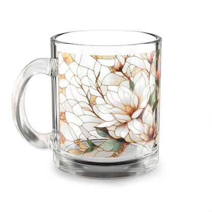 Elegant Floral Glass Mug, Ideal for Coffee, Tea, Gifts, Weddings, Birthdays, Home Decor, 10oz